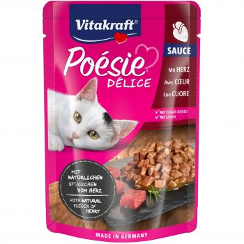 Вологий корм для кішок Vitakraft Poésie Délice pouch серця в соусі, 85 г | Фото 1