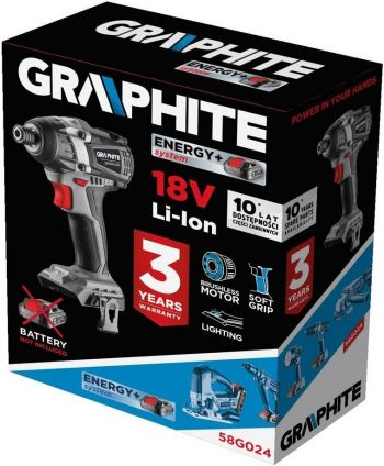 Гайковерт ударний GRAPHITE Energy+ 18В (без АКБ і ЗП) (58G024) | Фото 2