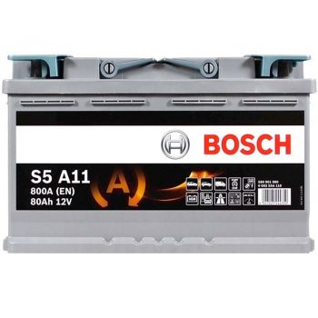 Автомобільний акумулятор Bosch 80Ah-12v AGM (S5A11), R+, EN800 (52371042565) (0092S5A110) | Фото 1