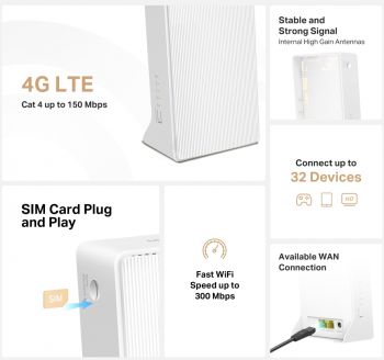 Роутер MERCUSYS MB112-4G N300 4G/LTE 1xFE LAN 1xFE WAN (MB112-4G) | Фото 2