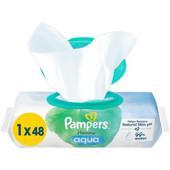 Серветки вологі дитячі Pampers Harmonie Aqua 48шт | Фото 7