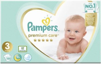 Підгузки PAMPERS Premium Care Midi (6-10 кг) Мега-серія 120 шт (4015400465461) | Фото 1