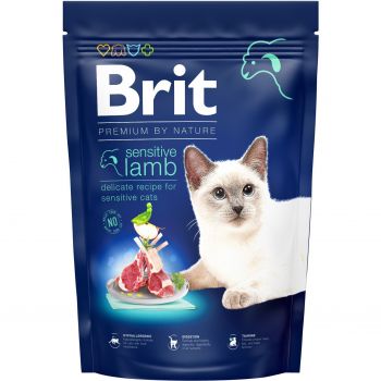Сухий корм для кішок з чутливим травленням Brit Premium by Nature Cat Sensitive з ягням 1,5 кг (8595602553181) | Фото 1