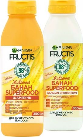 Шампунь Garnier Fructis Банан суперфуд живлення Для дуже сухого волосся 350мл (3600542290609) | Фото 5