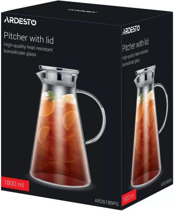 Купить кувшин и графин Глечик з кришкою ARDESTO 1800мл, боросилікатне скло (AR2618BPG) | Фото 2