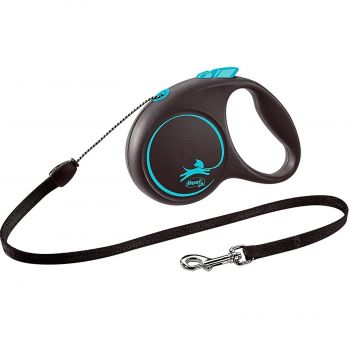 Повідець-рулетка Flexi Black Design S до 12 кг 5 м блакитний (4000498033333) | Фото 1