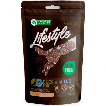 Ласощі для собак Nature's Protection Lifestyle рулети з качки та тріски 75 г (SNK46129) Ласощі для собак Nature's Protection Lifestyle рулети з качки та тріски 75 г (SNK46129) | Фото 1