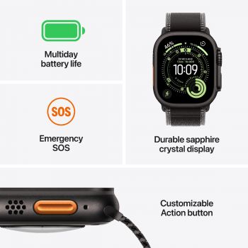 Смарт-годинник Apple Watch Ultra 3 GPS + Cellular 49mm Black Titanium Case with Black Alpine Loop - Large Смарт-годинник Apple Watch Ultra 3 GPS + Cellular 49mm Black Titanium Case with Black Alpine Loop - Large | Фото 3