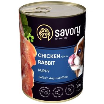 Вологий корм для цуценят Savory з кроликом 400г (4820232630587) | Фото 1