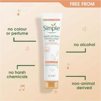 Крем для обличчя Simple Protect & Glow потрійний захист із SPF 30 40 мл (8717163866900) | Фото 5