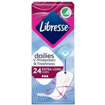 Купить средство женской гигиены Щоденні гігієнічні прокладки LIBRESSE Dailies Fresh Extra Long 24 шт. (7322540062656) | Фото 1