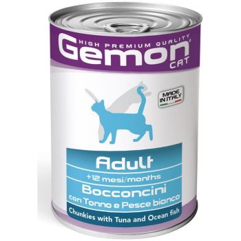Вологий корм для кішок Gemon Сat wet adult з тунцем та океанічною рибою 415 г (8009470300742) | Фото 1