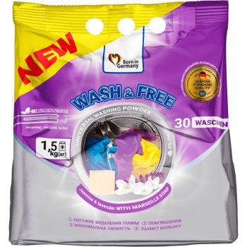 Універсальний пральний порошок Wash&Free жасмин та лаванда з марсельським милом 1.5кг (4262396140883) | Фото 1