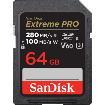 Карта пам'яті SANDISK SD 64GB C10 UHS-II U3 R280/W100MB/s Extreme Pro V60 (SDSDXEP-064G-GN4IN) | Фото 1