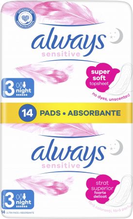 Гігієнічні прокладки ALWAYS Ultra Sensitive Night (Розмір 3) 14 шт (4015400552154) Гігієнічні прокладки ALWAYS Ultra Sensitive Night (Розмір 3) 14 шт (4015400552154) | Фото 1