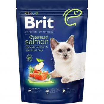 Сухий корм для стерилізованих котів Brit Premium by Nature Cat Sterilized Salmon з лососем 0,8 кг (8595602553099) | Фото 1