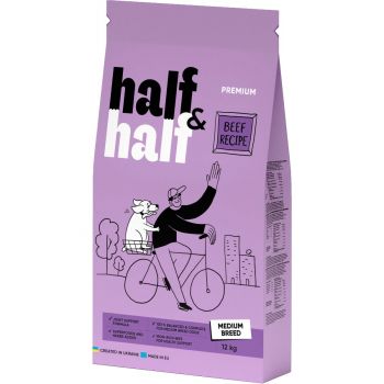 Сухий корм для дорослих собак середніх порід Half&Half із яловичиною 12кг (4820261920758) Сухий корм для дорослих собак середніх порід Half&Half із яловичиною 12кг (4820261920758) | Фото 1