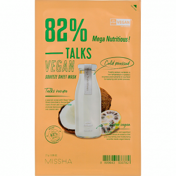Тканинна маска Missha Talk Vegan Squeeze Mega Nutritious Поживна 27г (8809643533782) | Фото 1