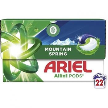 Капсули для прання Ariel Pods All-in-1 Гірське джерело 22 шт чистота та свіжість (8700216765466) | Фото 1