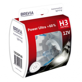 Лампа Brevia галогенова H3 12V 55W PK22s Power Ultra +60% S2 (12030PUS) | Фото 2
