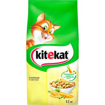 Сухий корм для дорослих кішок KiteKat з куркою та овочами 12 кг (5900951013072) | Фото 1
