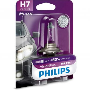 Лампа Philips галогенова 12V H7 55W Px26D Visionplus +60% (PS_12972_VP_B1) | Фото 1