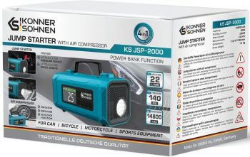 Пусковий пристрій з компресором Konner&Sohnen KS JSP-2000, 15В 14800мАг, USB, 2000А (KSJSP-2000) | Фото 3