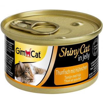 Корм вологий для котів GimCat Shiny Cat з тунцем та креветками в желе 70г | Фото 1