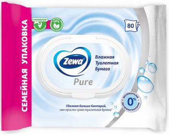 Купить бумагу туалетную Туалетний вологий папір ZEWA Pure moist 80 шт (7322541395050) | Фото 3