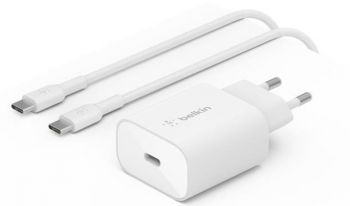 Зарядний пристрій BELKIN 25 Вт USB-С PD PPS, M PVC C-C CABLE White (WCA004VF1MWH-B6) | Фото 4