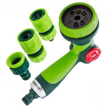 Купить ороситель Verto Пистолетный + соединители, с коннектором 1/2