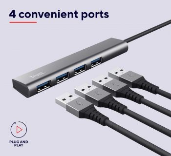 Купить USB хаб TRUST Halyx 4-Port USB-A 3.2 Grey (24947_TRUST) | Фото 10