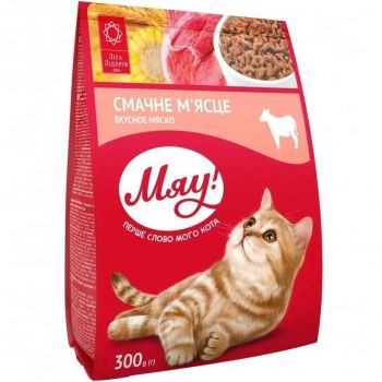 Сухий корм Мяу для дорослих котів з м'ясом 21х300г (B1210120) Сухий корм Мяу для дорослих котів з м'ясом 21х300г (B1210120) | Фото 1