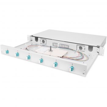 Купить патч-корд Оптична панель DIGITUS 19' 1U, 6xLC duplex, Incl, Splice Cass, OM3 Color Pigtails, Adapter (DN-96330/3) | Фото 1
