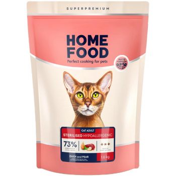 Для дорослих стер. котів HOME FOOD Качка та груша беззерновий гіпоалергенний 1,6кг (4820235020231) | Фото 1