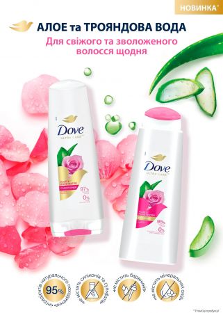 Бальзам-ополіскувач DOVE Ultra Care з алое та рожевою водою 350мл (8720181402357) | Фото 3