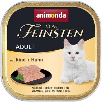 Корм вологий для котів Vom Feinsten з яловичиною та куркою 100 г (4017721832083) | Фото 1