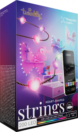 Smart LED Гірлянда Twinkly Strings USB 200 Heart-shaped RGB LEDs, Green Wire, USB-C (TWKH200RGB-G) | Фото 2
