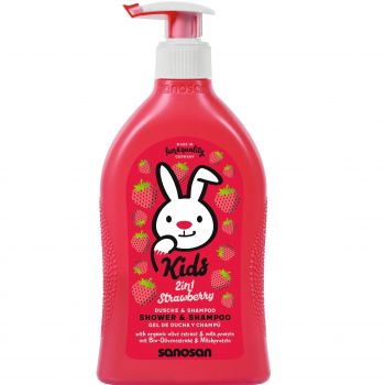 Шампунь-гель 2в1 Sanosan із ароматом полуниці 400 мл (4003583212880) | Фото 1