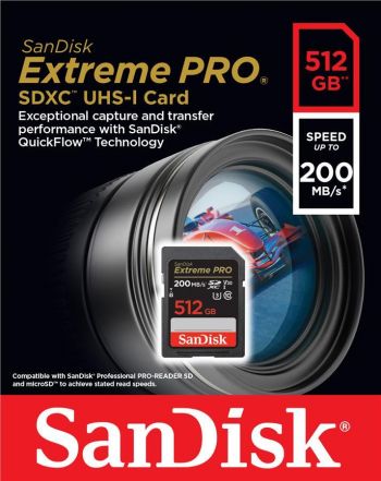 Карта пам`яті SanDisk SD 512GB C10 UHS-I U3 R200/W140MB/s Extreme Pro V30 (SDSDXXD-512G-GN4IN) Карта пам`яті SanDisk SD 512GB C10 UHS-I U3 R200/W140MB/s Extreme Pro V30 (SDSDXXD-512G-GN4IN) | Фото 4