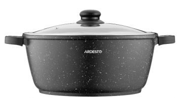 Каструля ARDESTO Gemini Anzio, скляна кришка, 26 см, чорний мармур, алюміній (AR2426GE) | Фото 3