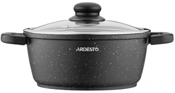 Каструля ARDESTO Gemini Anzio, скляна кришка, 20 см, чорний мармур, алюміній (AR2420GE) | Фото 3