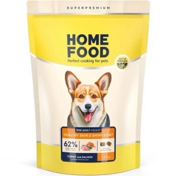 Для середніх порід HOME FOOD Індичка та лосось для зд. шкіри та блиску шерсті 1.6кг (4820235020385) | Фото 1