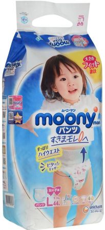 Підгузки-трусики MOONY для дівчат L 9-14 кг, 44 шт. (4903111206438) | Фото 3