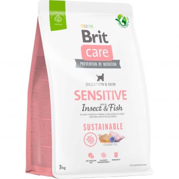 Сухий корм Brit Care Dog Sustainable Sensitive для собак із чутливою шкірою комахи та риба, 3кг (8595602559206) | Фото 1