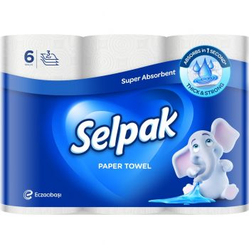 Купить бумажное полотенце Рушники кухонні SELPAK тришарові 6 шт (8690530015043) | Фото 1
