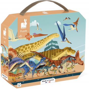 Пазл Janod панорамний Динозаври 100 ел. (J05831) | Фото 1
