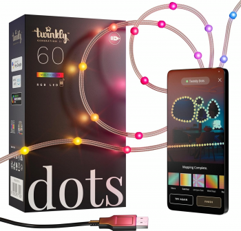Купить светодиодную гирлянду Smart LED Гірлянда Twinkly Dots 60 RGB LED Lights String Clear Wire USB-A (TWD060STP-T) | Фото 2