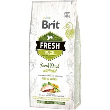 Сухий корм для активних дорослих собак Brit Fresh Active Run & Work з качкою та пшоном 12 кг (8595602530816) | Фото 1