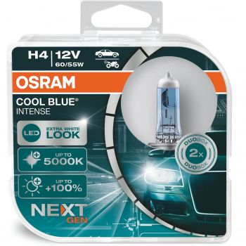 Купить автомобильную лампу Лампа Osram галогенова 12V H4 60/55W P43T Cool Blue Intense Next Gen +100% Up To 5000K Box (2шт) | Фото 1
